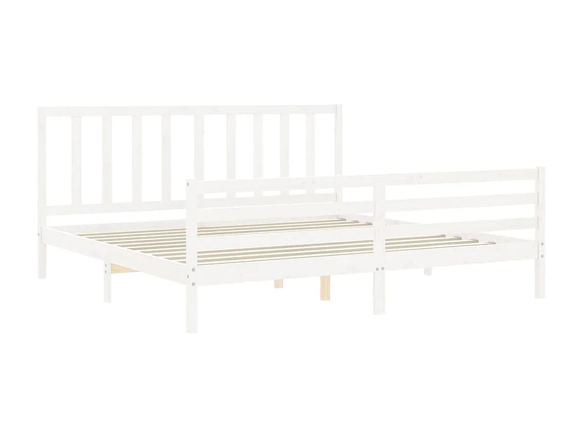 Lit-200x200 cm avec tête de lit blanc bois massif EGGB14705