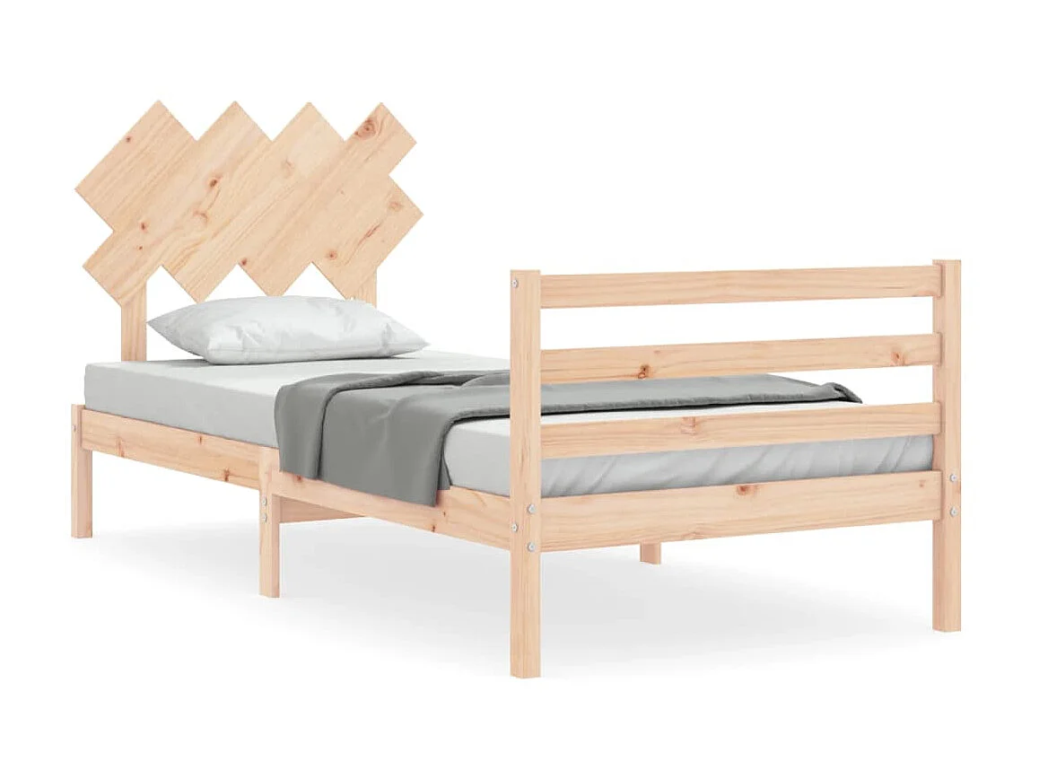 Cama com cabeceira 90x200 cm madeira maciça PT419467