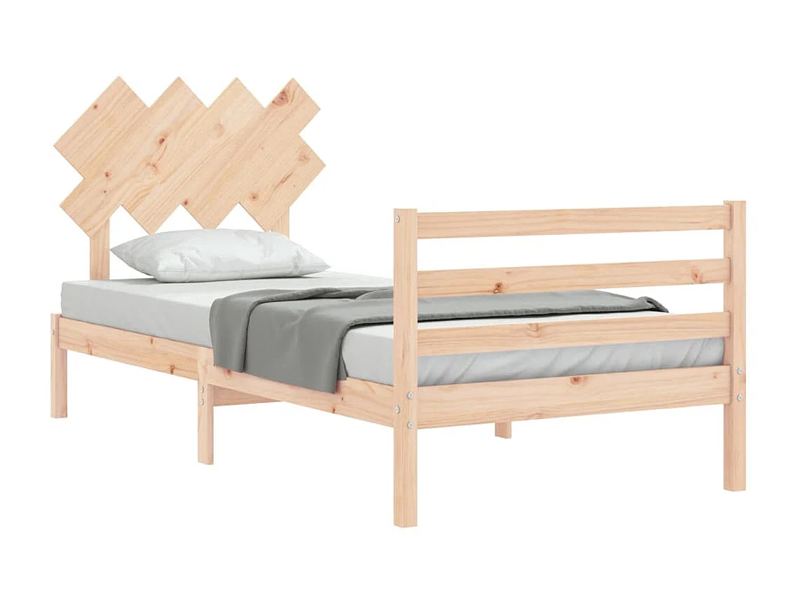 Cama com cabeceira 90x200 cm madeira maciça PT419467