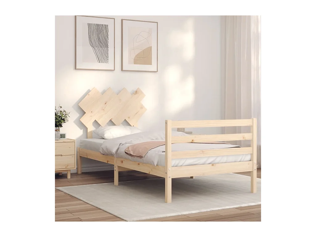 Lit-90x200 cm avec tête de lit bois massif EGGB62837