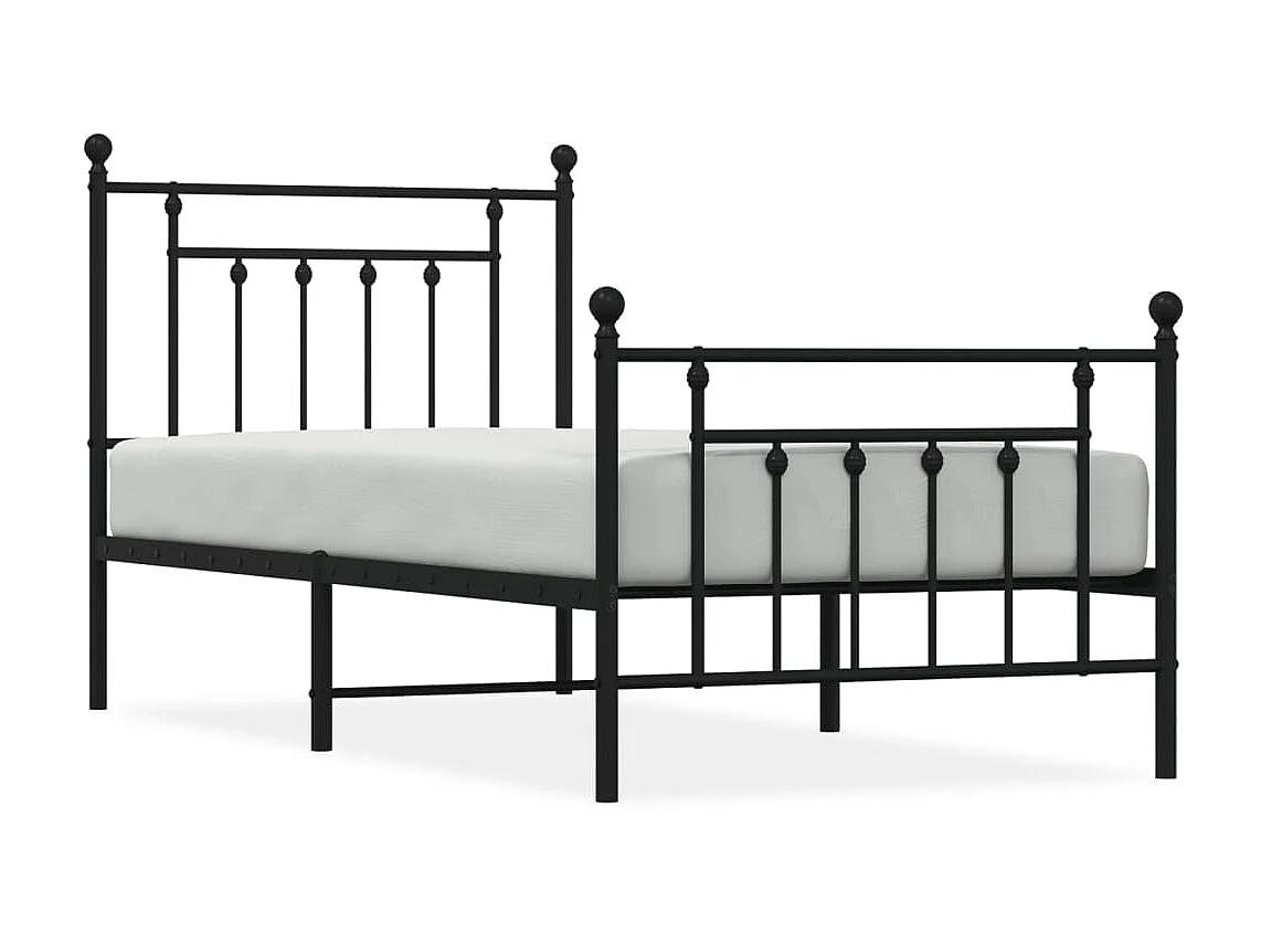 Cama com cabeceira e pés 90x200 cm metal preto PT379105