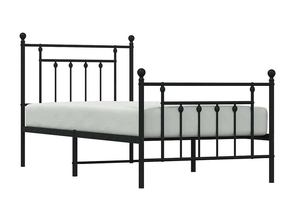 Cama com cabeceira e pés 90x200 cm metal preto PT379105