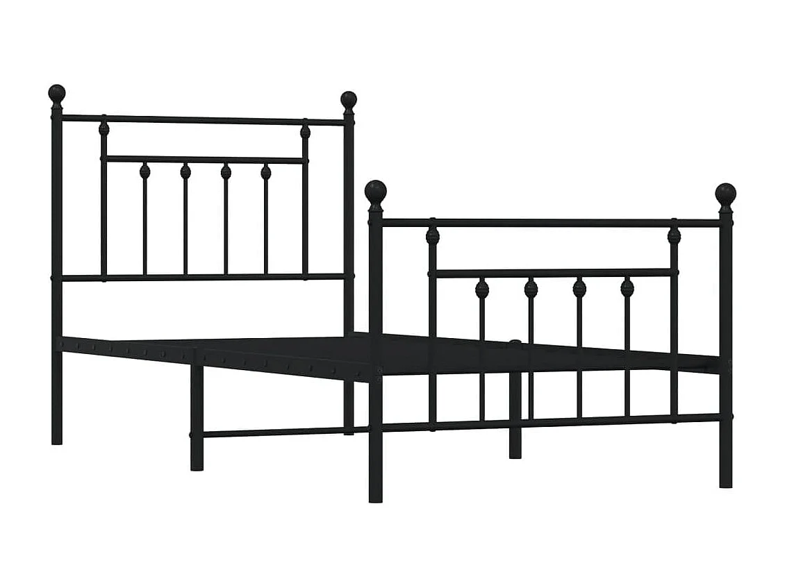 Lit-90x200 cm métal avec tête de lit/pied de lit noir EGGB57060