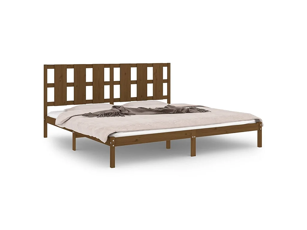 Cama 200x200 cm madera maciza de pino marrón miel ES52393