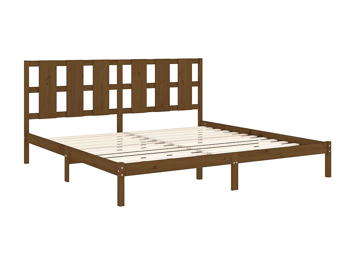 Cama 200x200 cm madera maciza de pino marrón miel ES52393