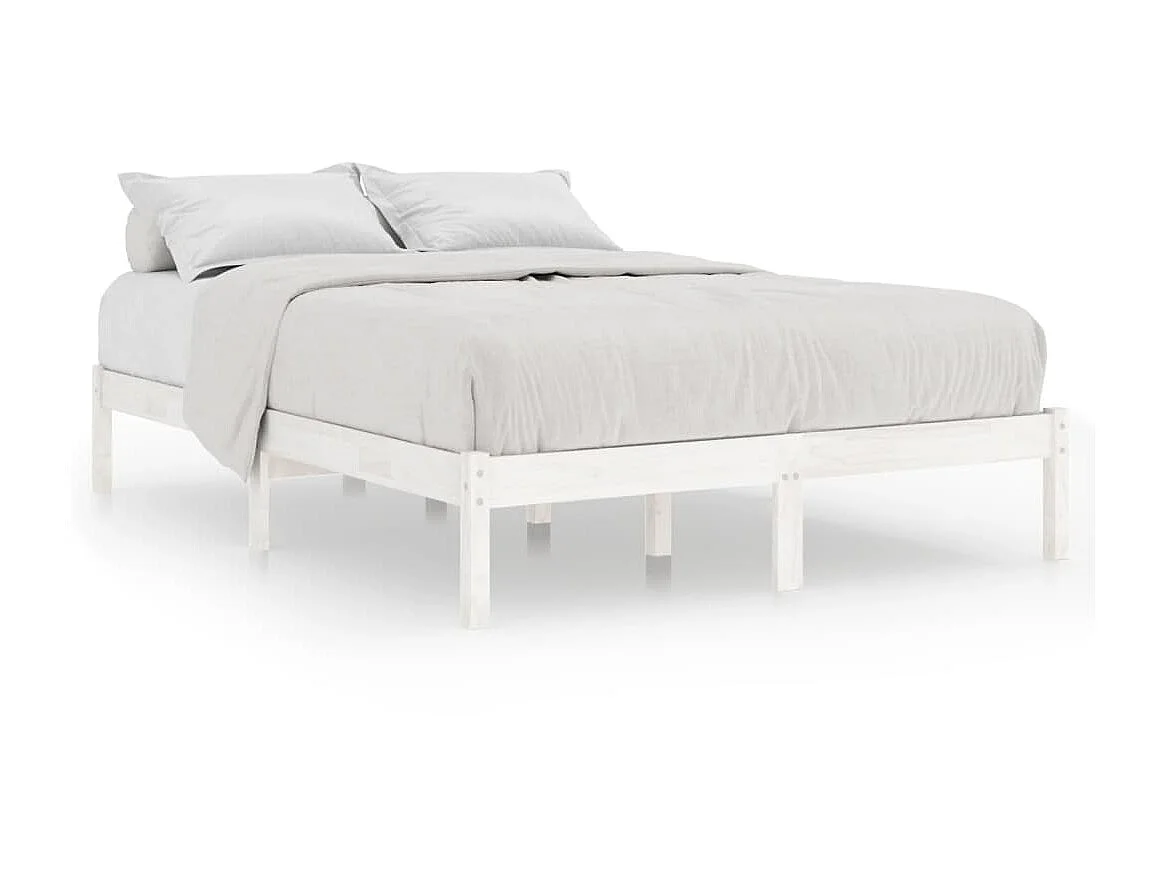 Lit-120x200 cm Blanc Bois de pin massif EGGB87590