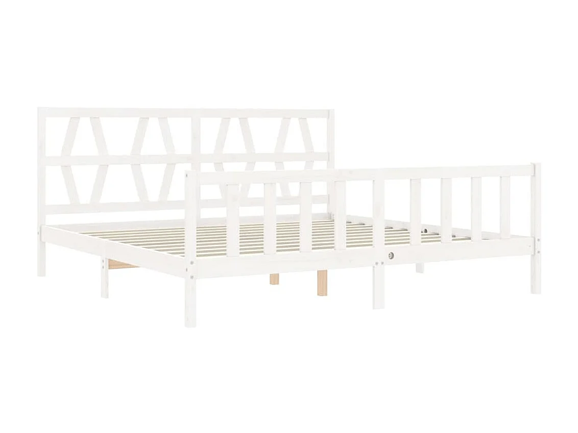 Lit-200x200 cm avec tête de lit blanc bois massif EGGB50072