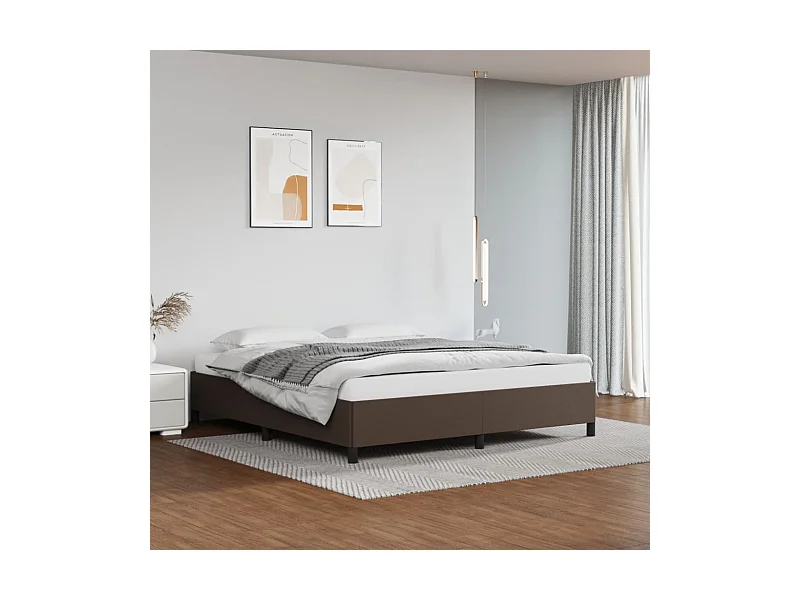 Cama 180x200cm couro artificial castanho PT904047