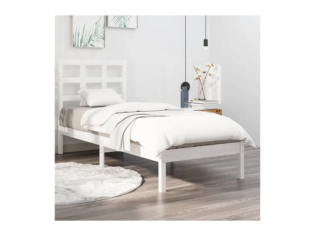 Lit-90x190 cm Blanc Bois massif Simple EGGB16881