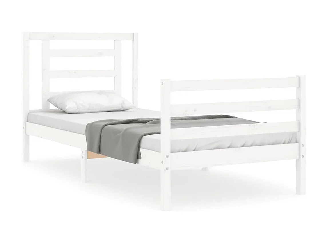 Bedframe met hoofdbord massief hout wit 90x200 cm NL88912