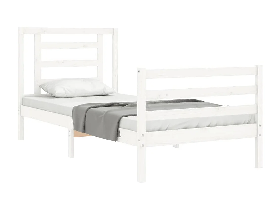 Bedframe met hoofdbord massief hout wit 90x200 cm NL88912