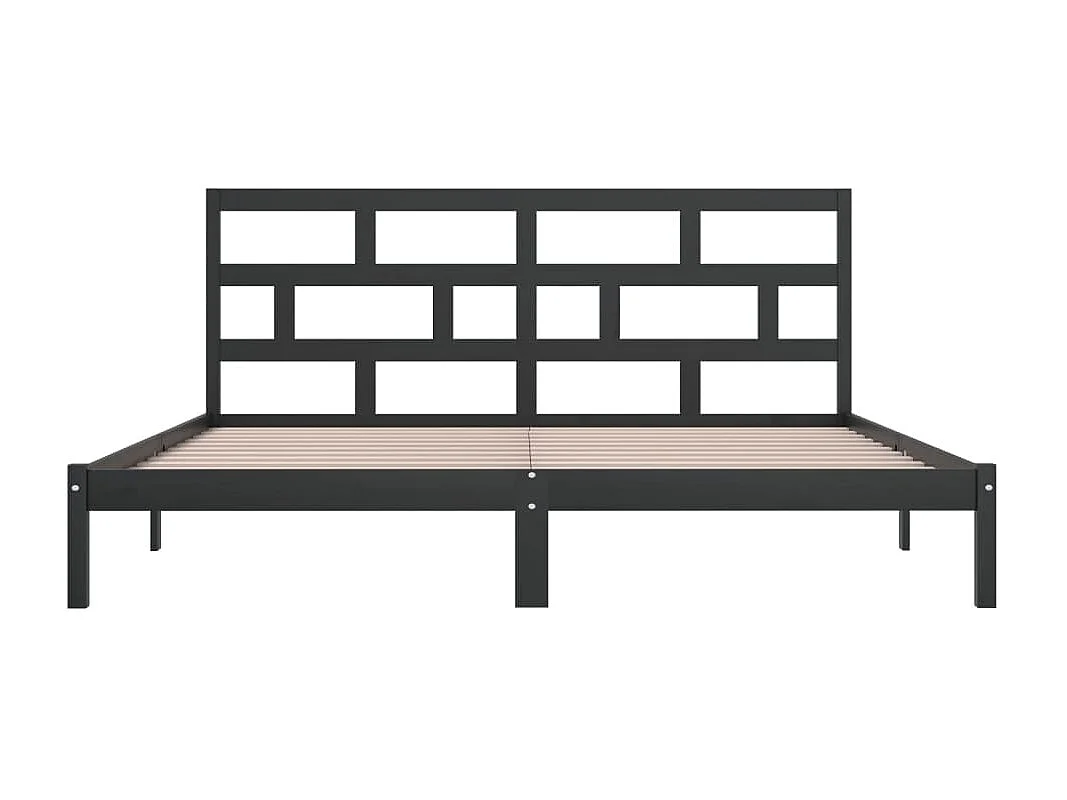 Lit-200x200 cm Noir Bois de pin massif EGGB97106