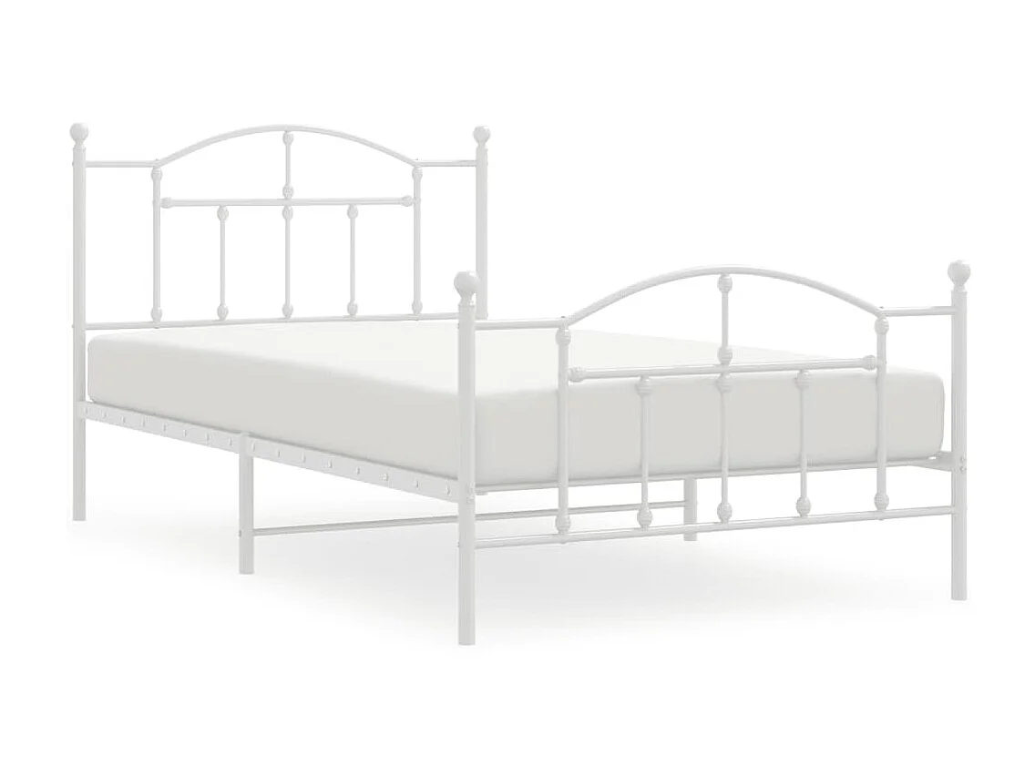 Lit-107x203 cm métal avec tête de lit/pied de lit blanc EGGB31445