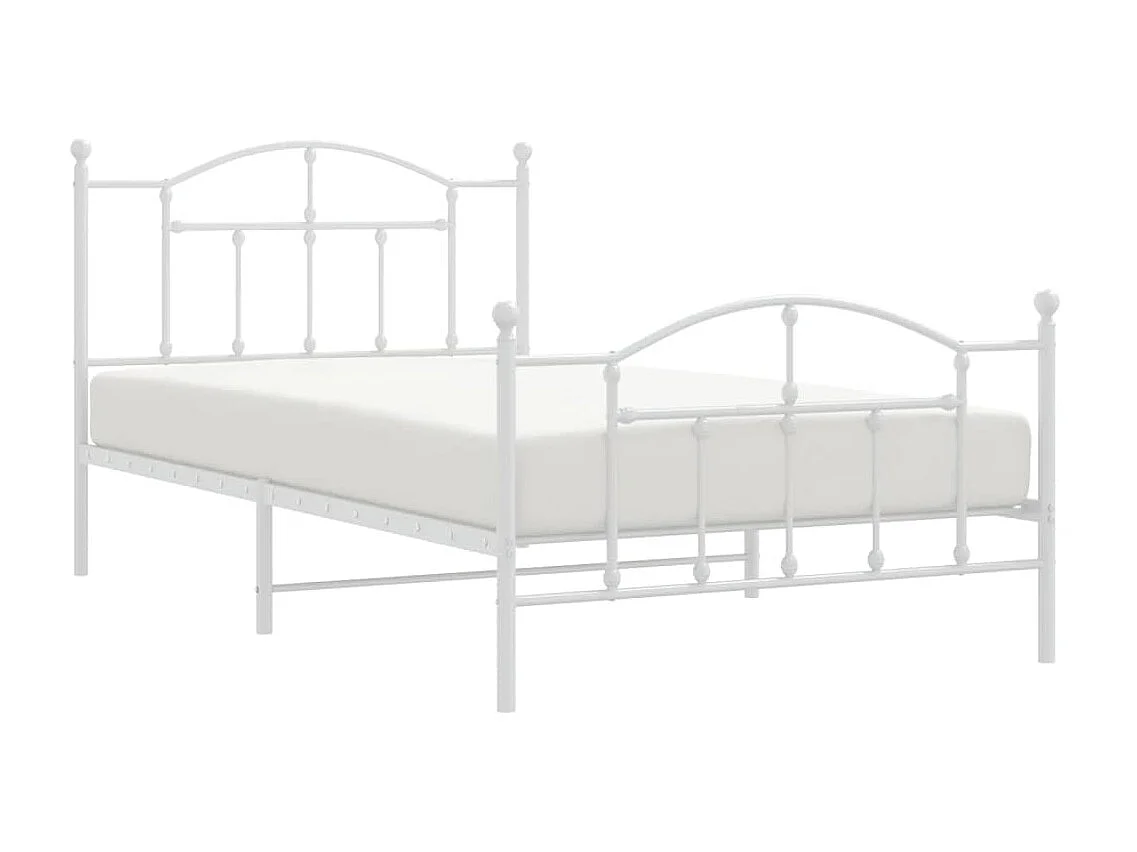 Lit-107x203 cm métal avec tête de lit/pied de lit blanc EGGB31445