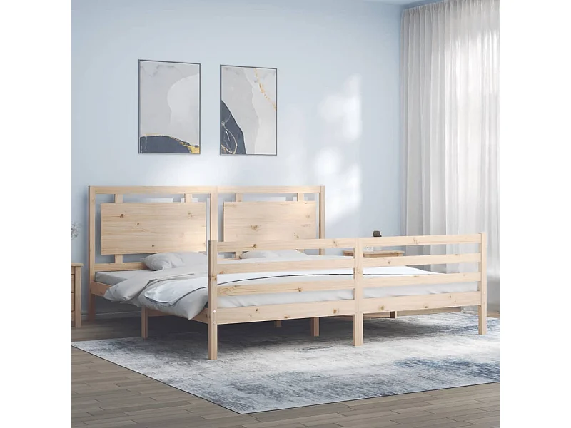 Lit-200x200 cm avec tête de lit bois massif EGGB77576