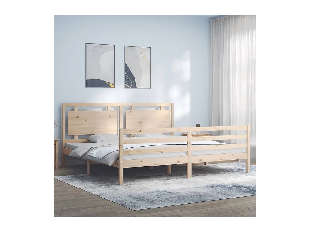 Lit-200x200 cm avec tête de lit bois massif EGGB77576