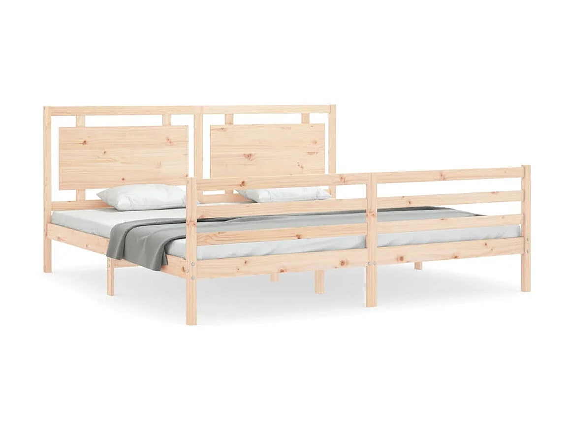 Bedframe met hoofdbord massief hout 200x200 cm NL55751
