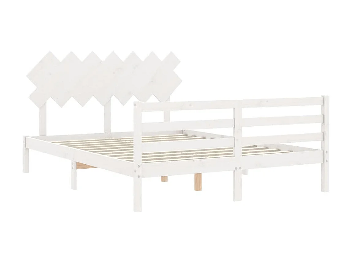Lit-150x200 cm avec tête de lit blanc King Size bois massif EGGB56919