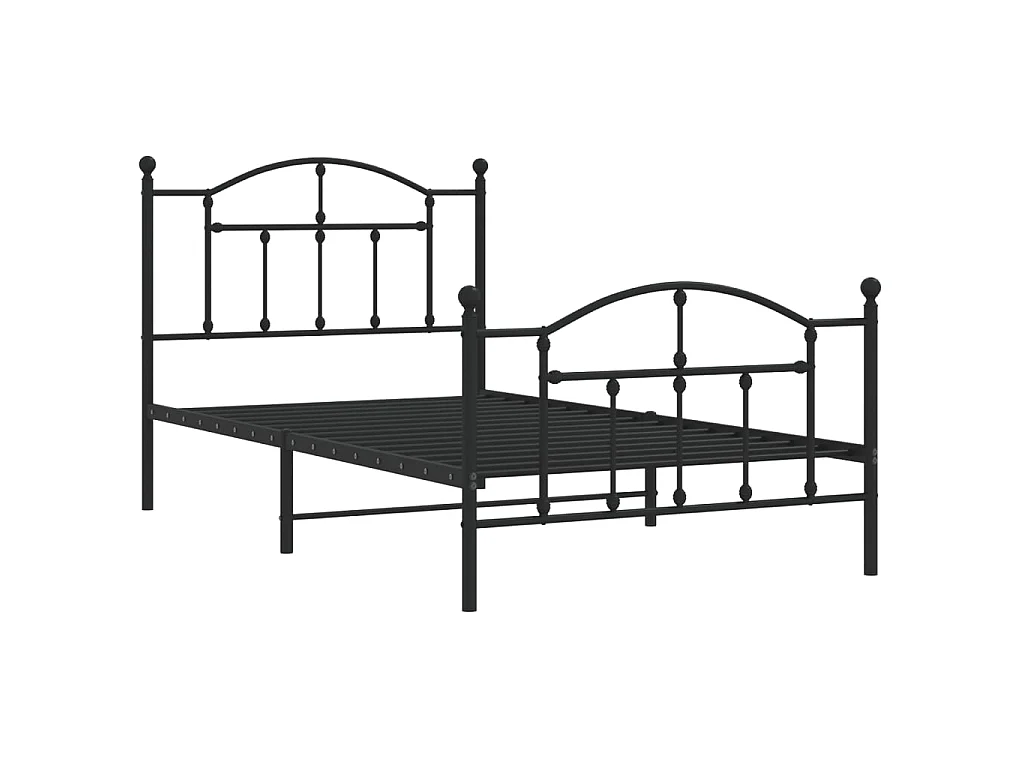 Lit-100x190 cm métal avec tête de lit/pied de lit noir EGGB21238