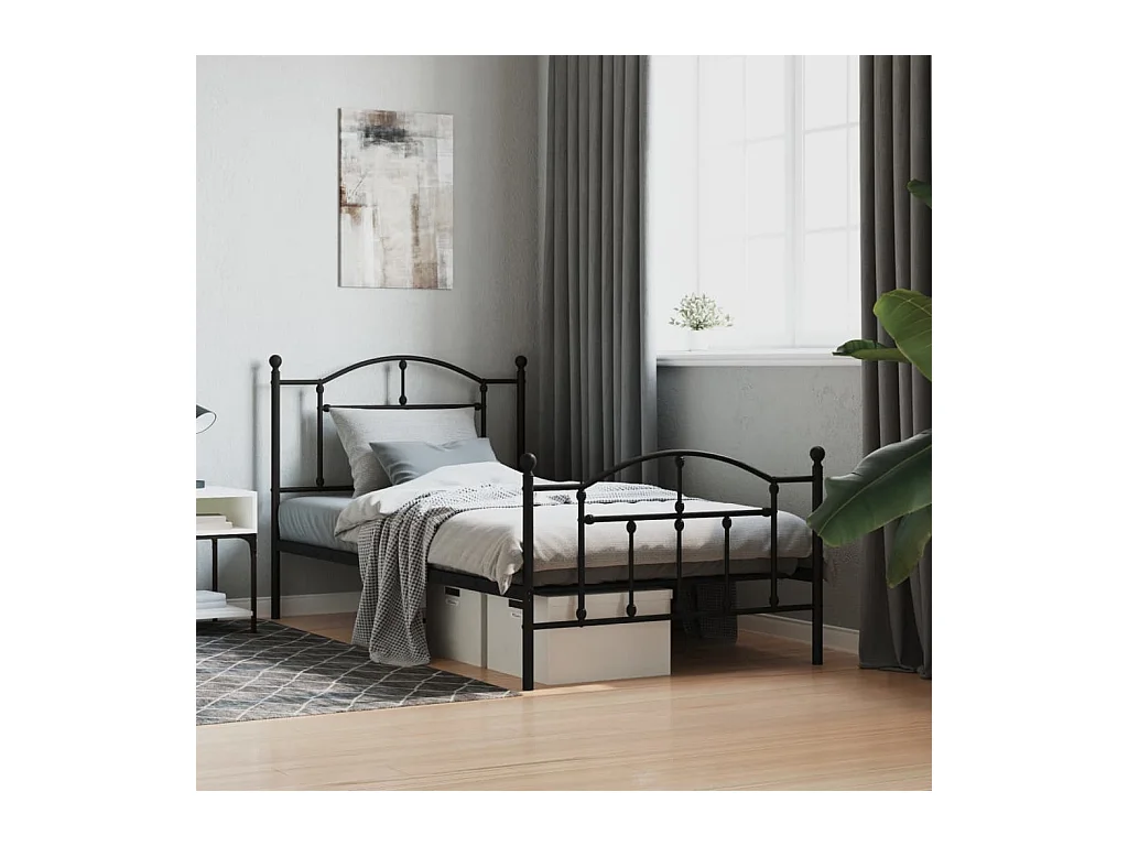 Bedframe met hoofd- en voeteneinde metaal zwart 100x190 cm NL16173