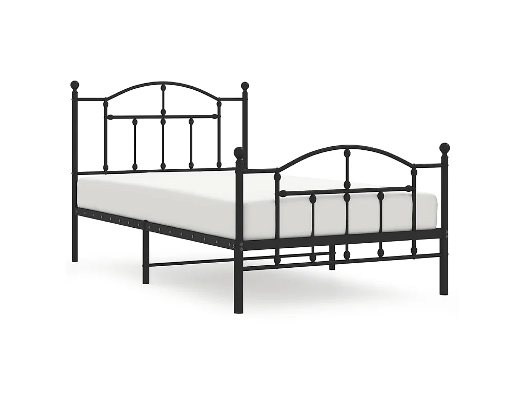 Cama 100x190 cm con cabecero y estribo metal negro ES15857
