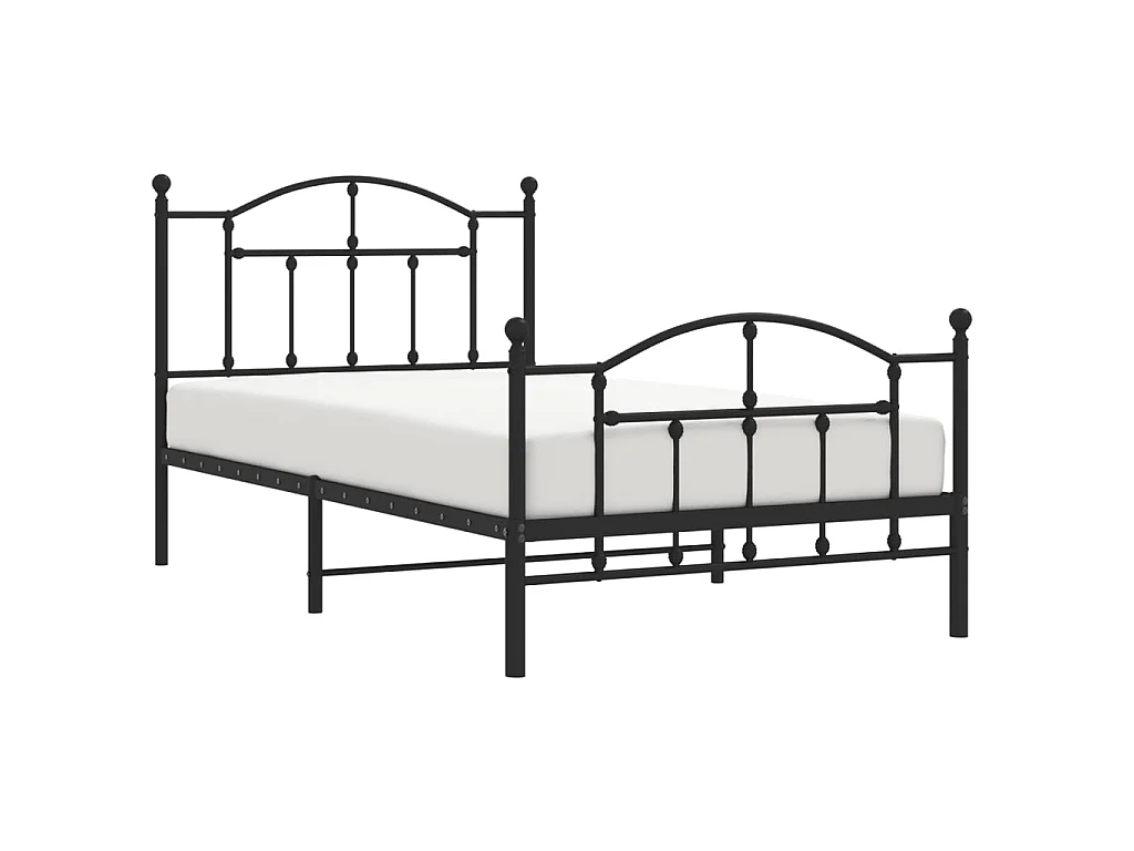 Cama 100x190 cm con cabecero y estribo metal negro ES15857