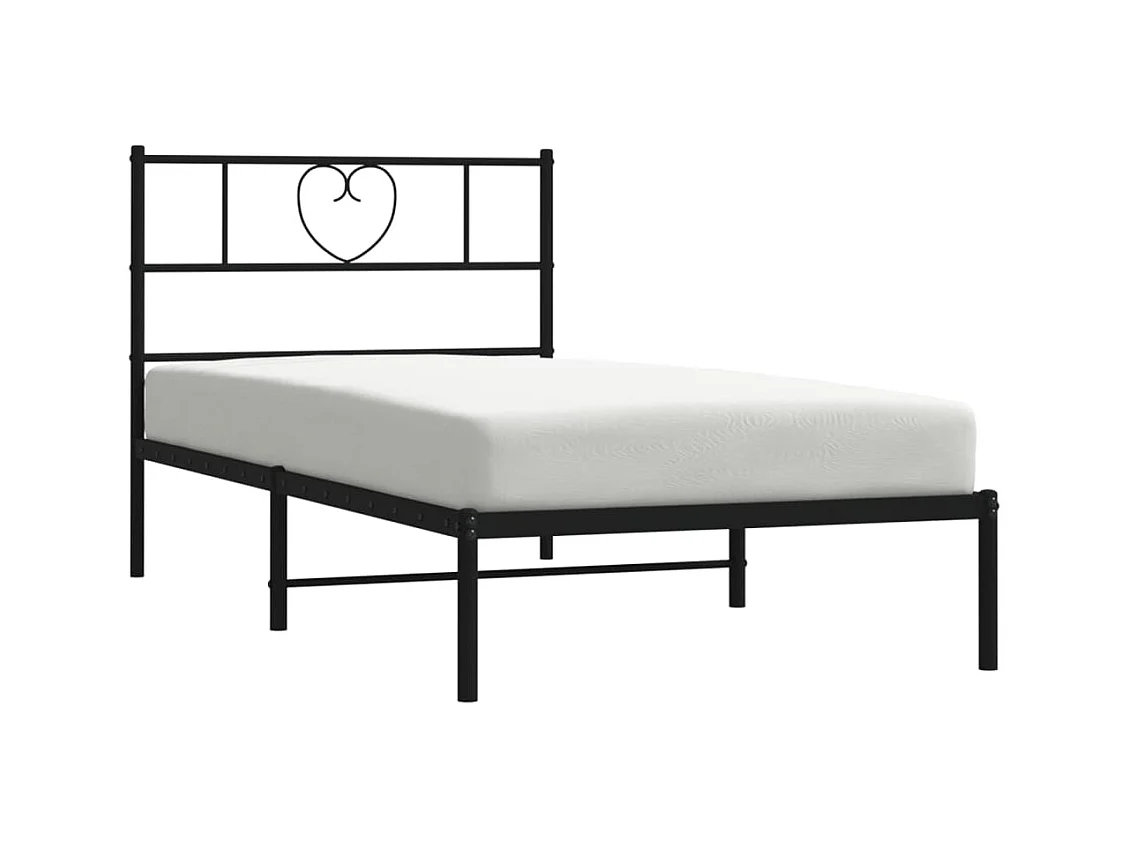Lit-100x190 cm métal avec tête de lit noir EGGB49259