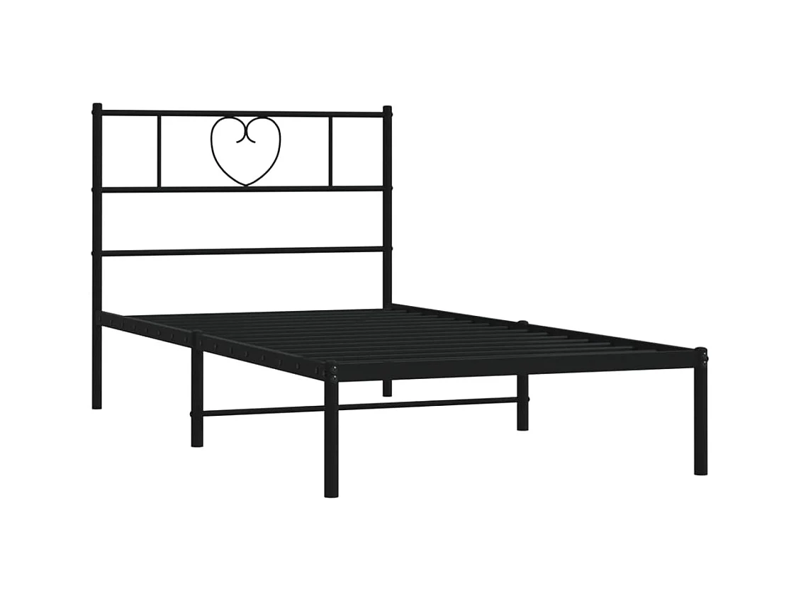 Lit-100x190 cm métal avec tête de lit noir EGGB49259