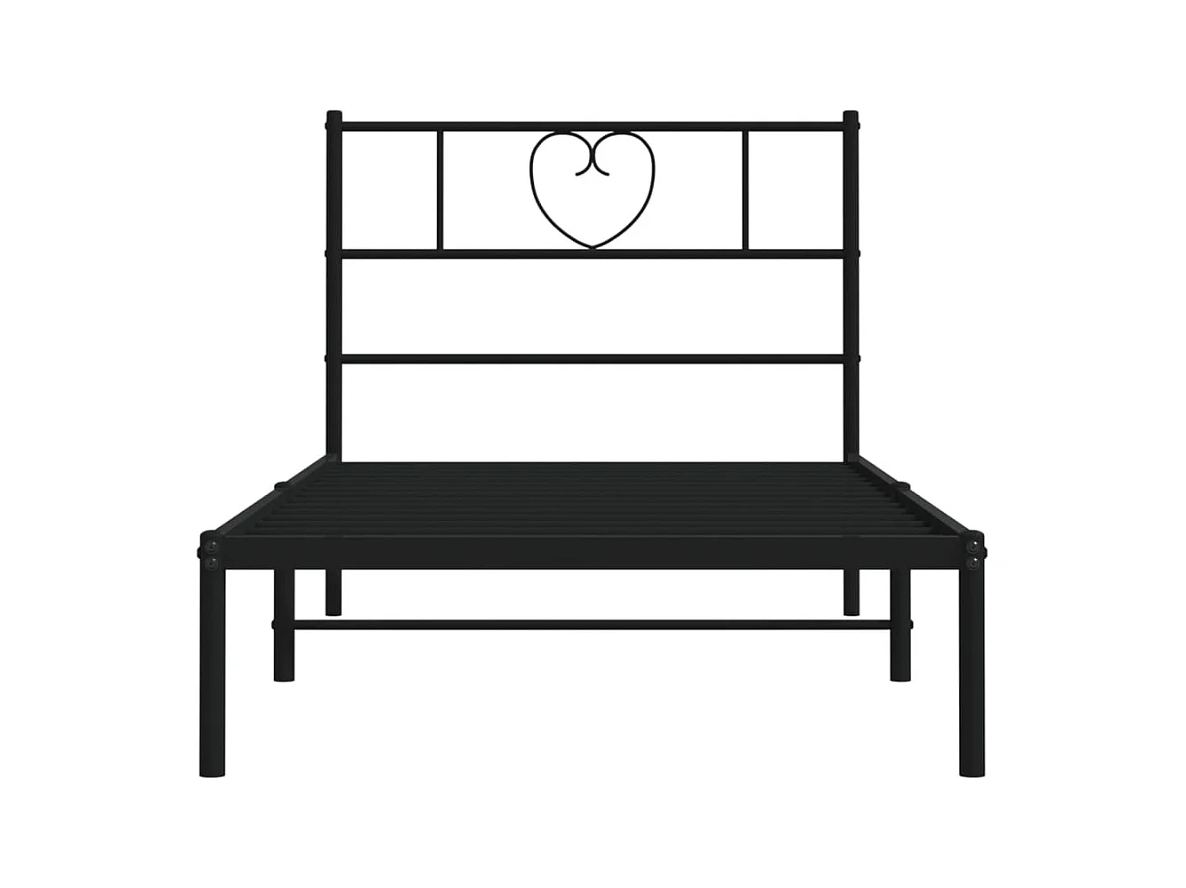 Lit-100x190 cm métal avec tête de lit noir EGGB49259