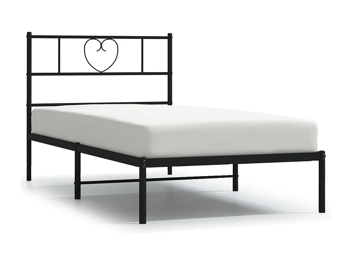 Cama com cabeceira 100x190 cm metal preto PT834926