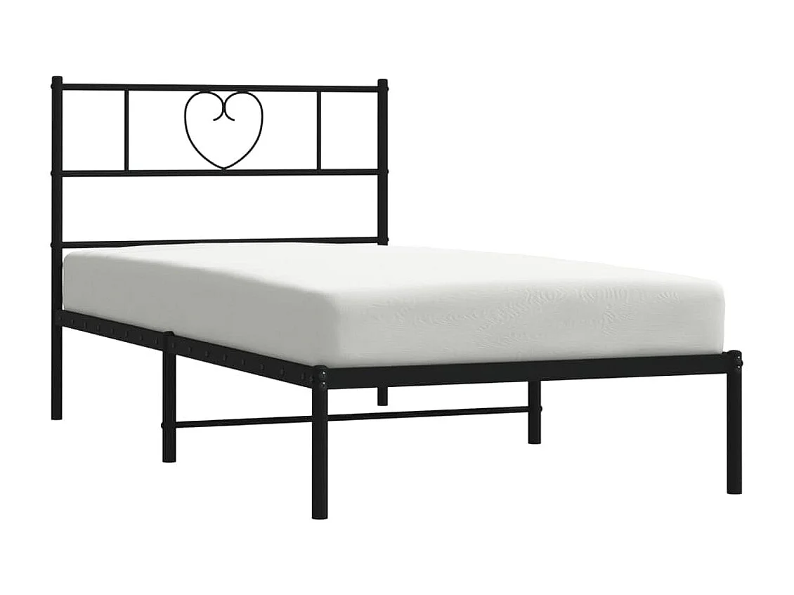 Cama com cabeceira 100x190 cm metal preto PT834926