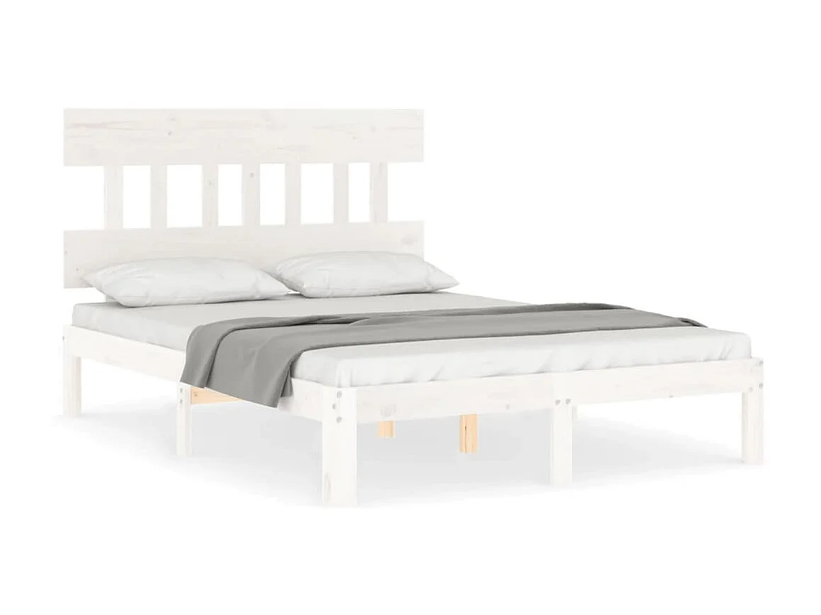 Lit-140x200 cm avec tête de lit blanc bois massif EGGB88947