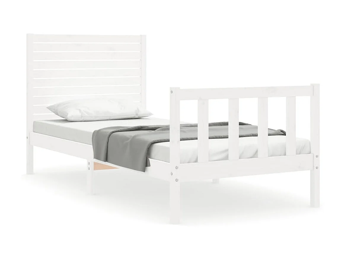 Bedframe met hoofdbord massief hout wit NL72544