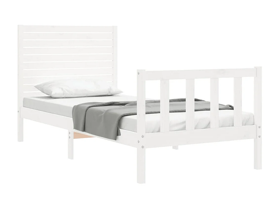 Bedframe met hoofdbord massief hout wit NL72544