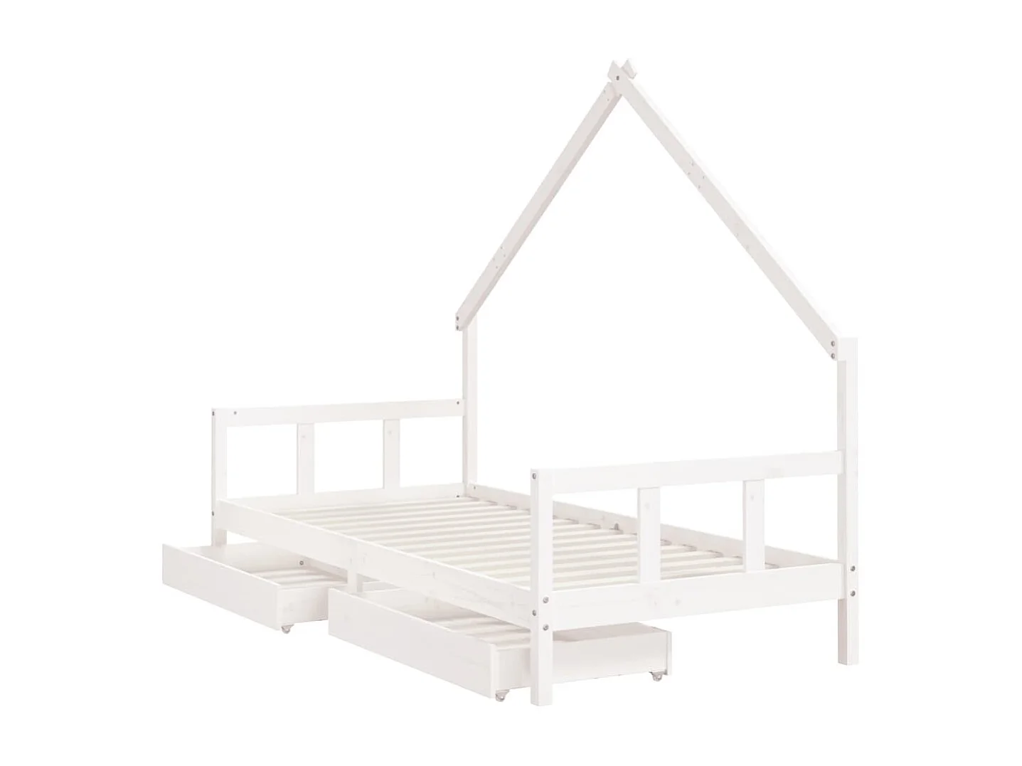 Cama 90x200 cm niños con cajones madera pino blanco ES37701