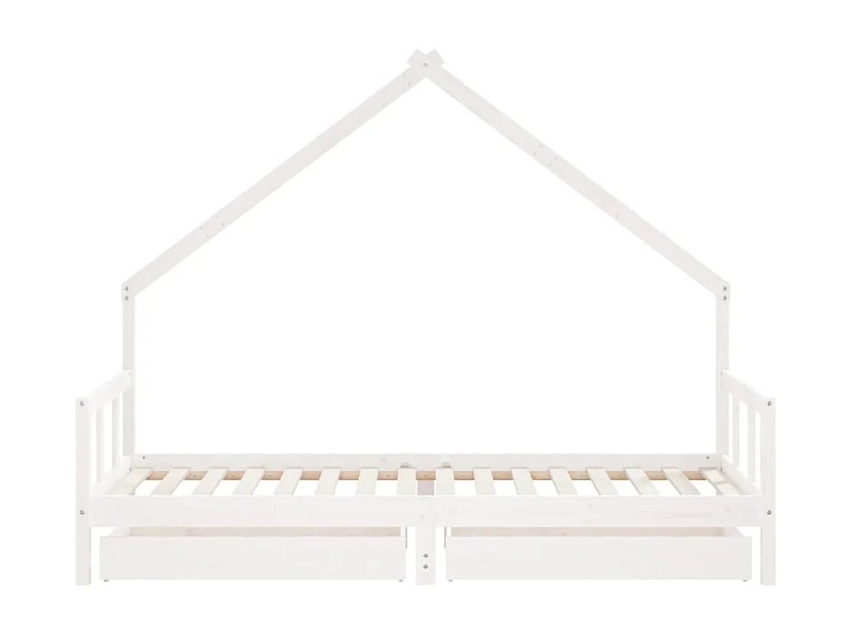 Cama 90x200 cm niños con cajones madera pino blanco ES37701