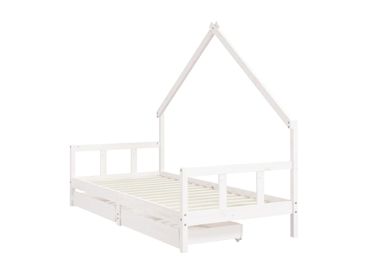 Lit-90x200 cm enfant tiroirs blanc bois de pin massif EGGB41215