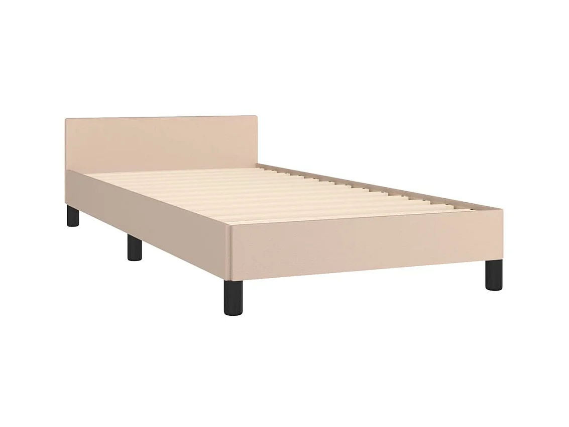 Bedframe met hoofdbord kunstleer cappuccinokleurig 90x200 cm NL71185