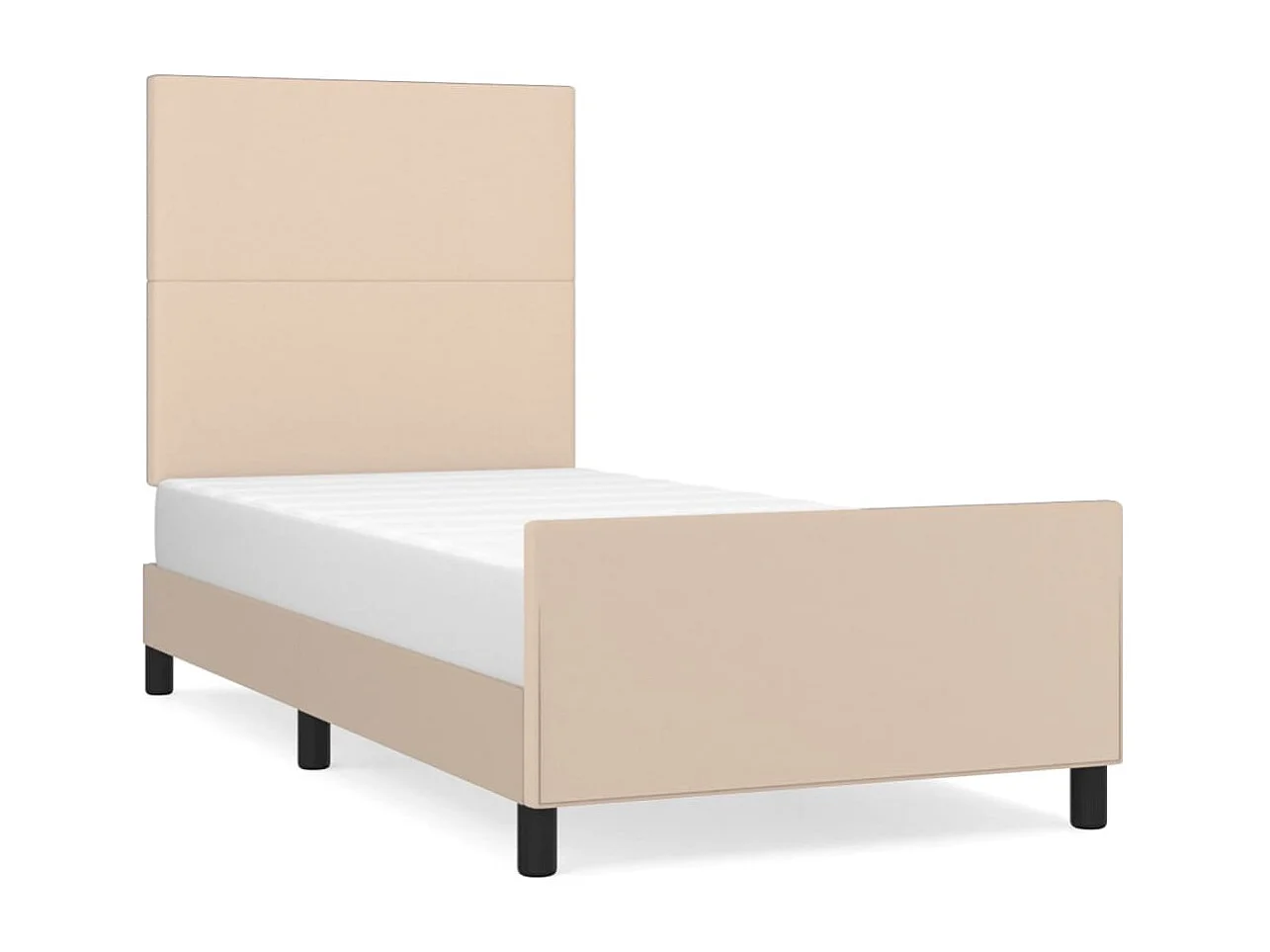 Cama 90x200 cm cabecero cuero sintético capuchino ES46331