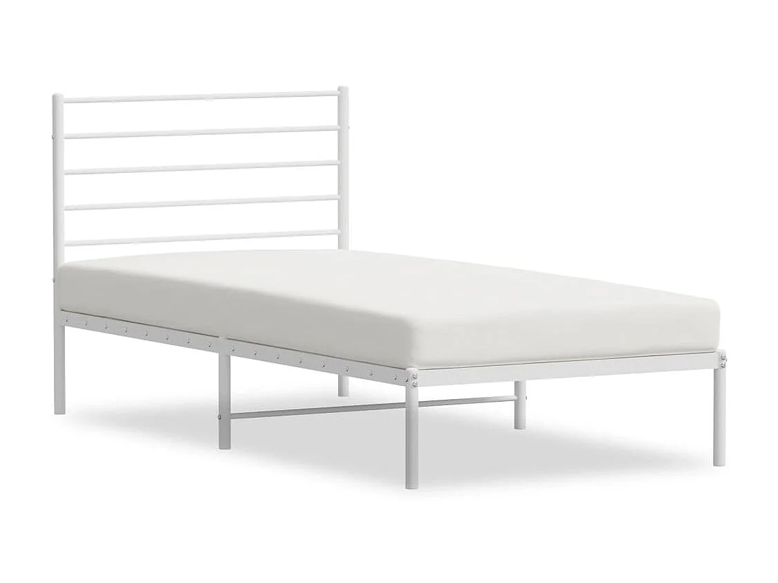 Cama em metal com cabeceira 107x203 cm branco PT155496
