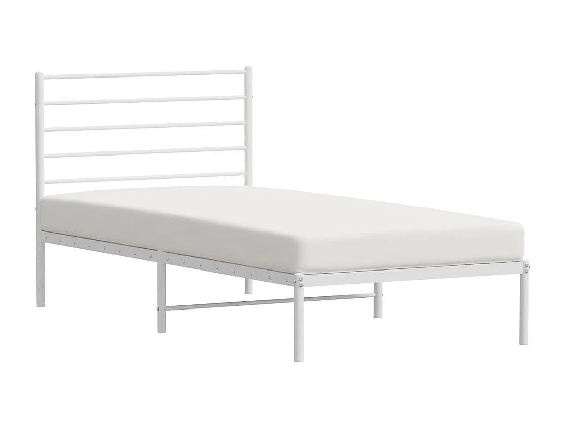 Cama em metal com cabeceira 107x203 cm branco PT155496