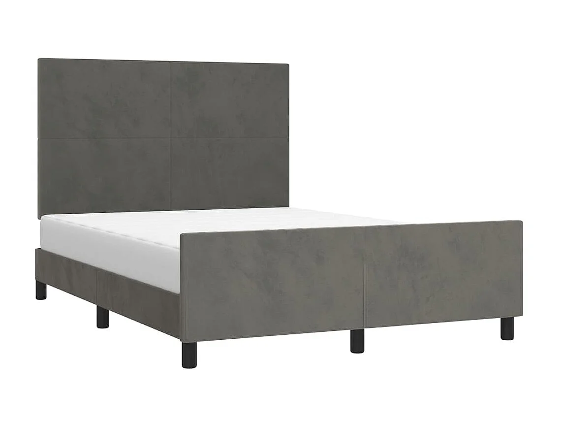 Lit-140x190 cm avec tête de lit Gris foncé Velours EGGB67626