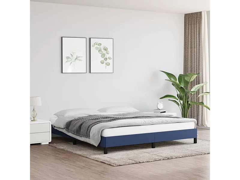 Cama 160x200 cm de tela azul ES18641