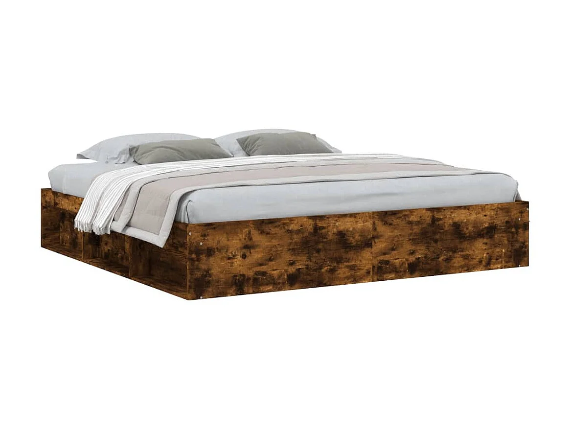 Estructura de cama roble ahumado 200x200 cm ES355799