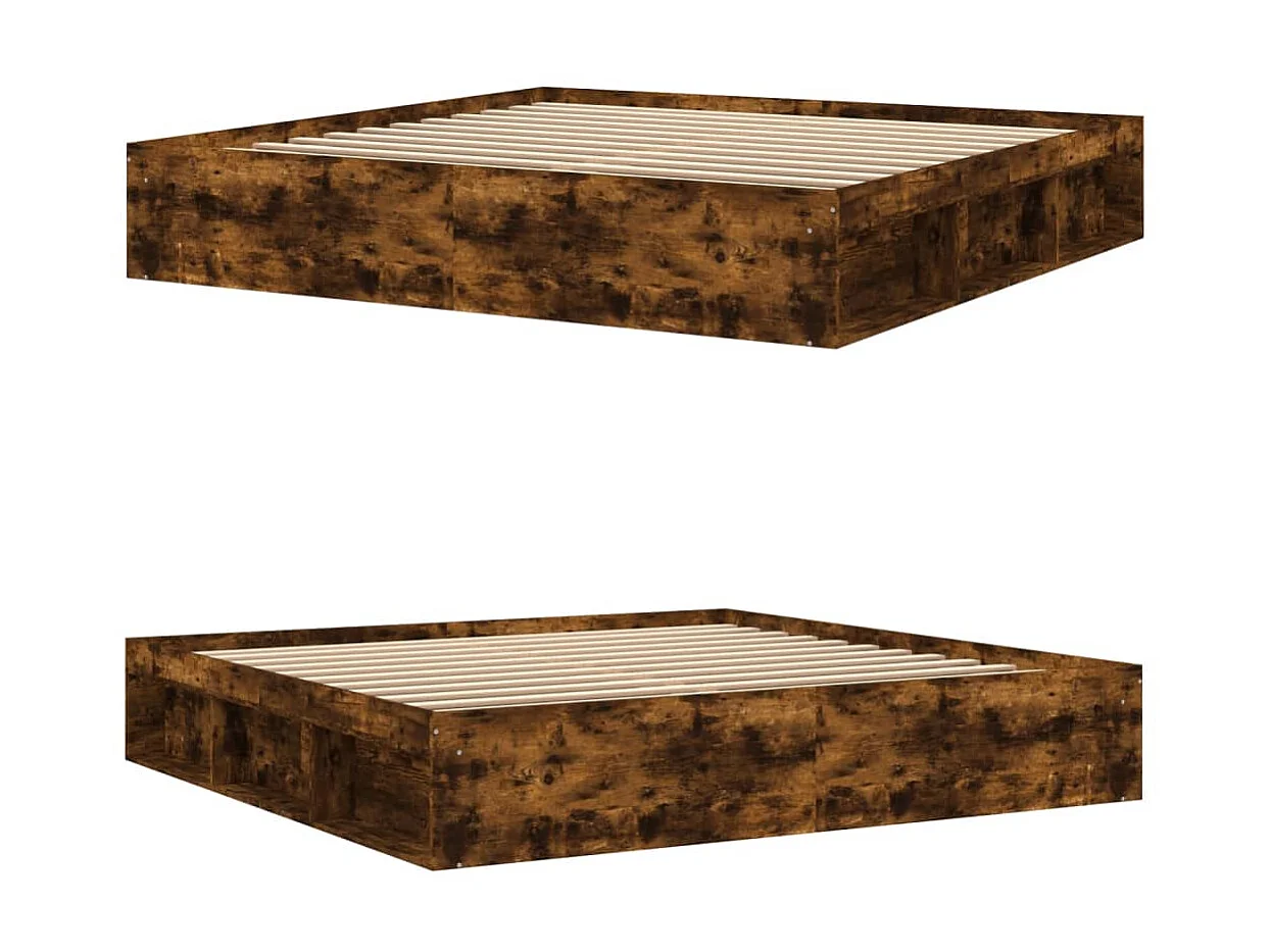 Estructura de cama roble ahumado 200x200 cm ES355799