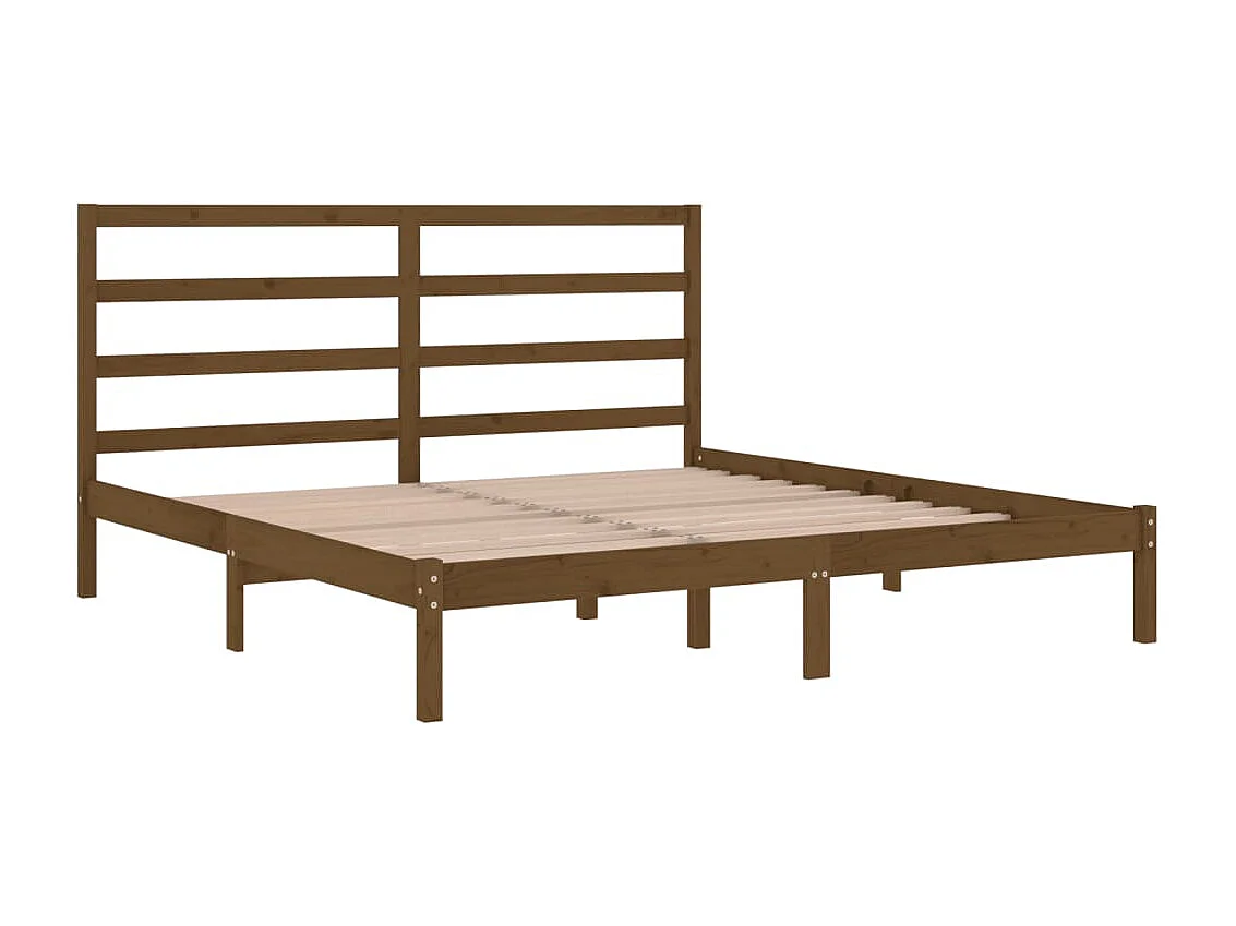 Lit-200x200 cm Marron miel Bois de pin massif EGGB94952