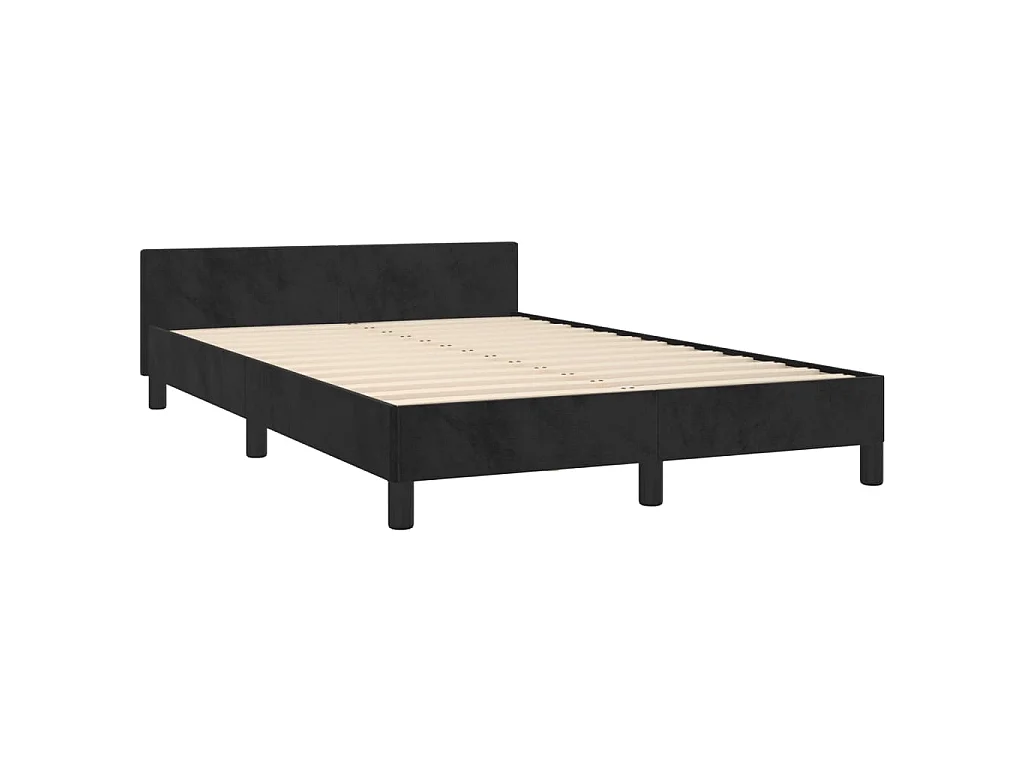 Cama c/ cabeceira 120x200 cm veludo preto PT945230