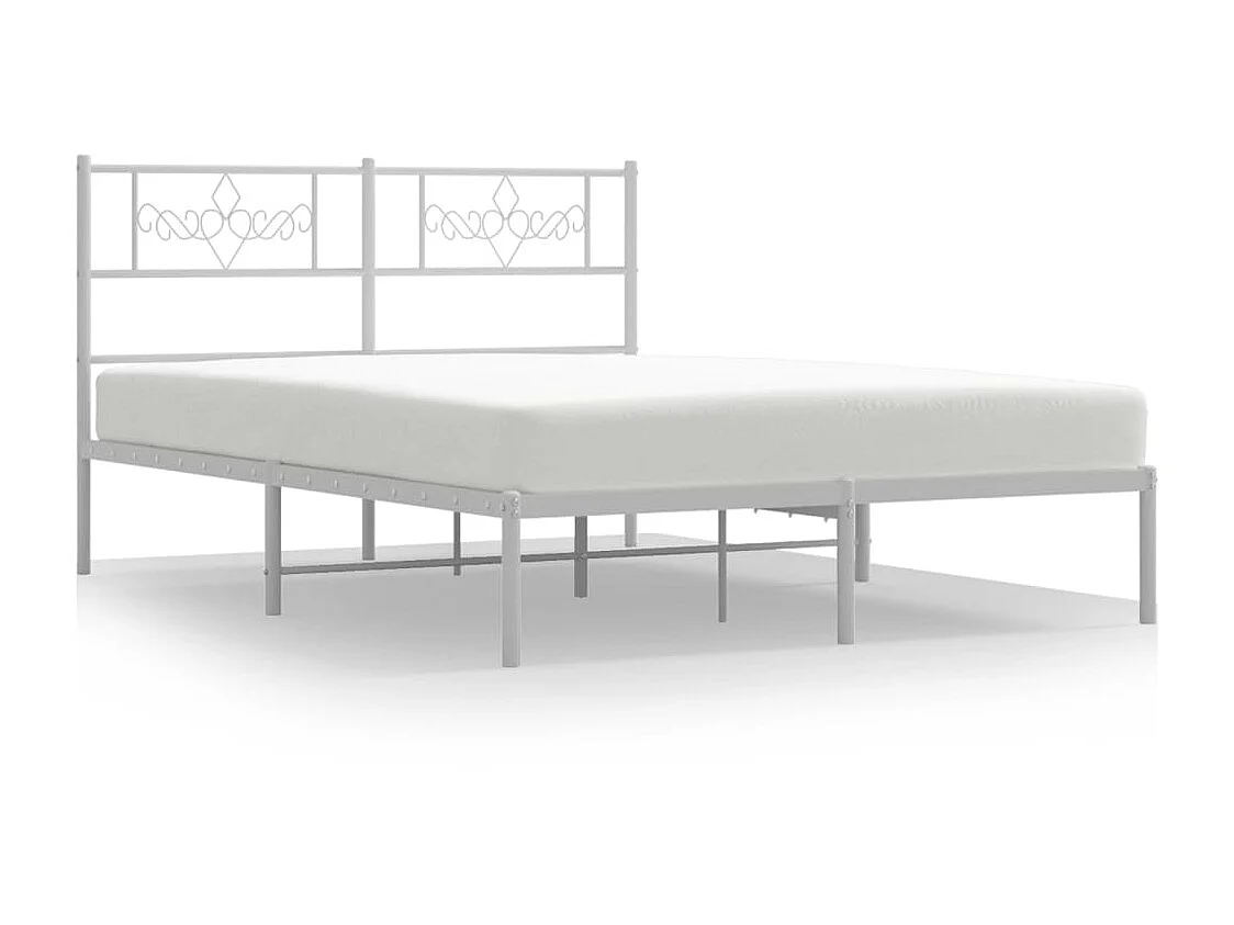 Lit-150x200 cm métal avec tête de lit blanc EGGB23682
