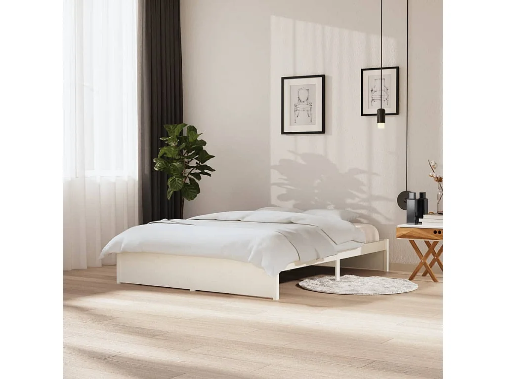 Bedframe massief hout wit 150x200 cm NL56324