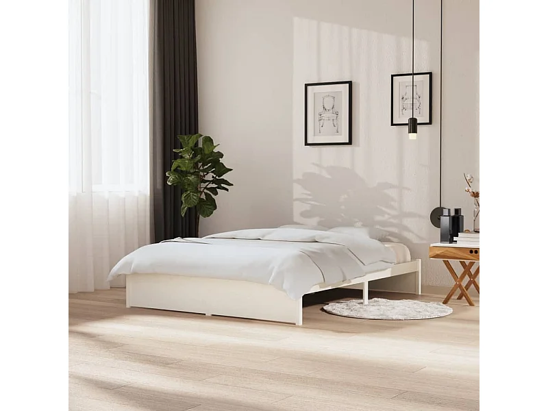 Bedframe massief hout wit 150x200 cm NL56324